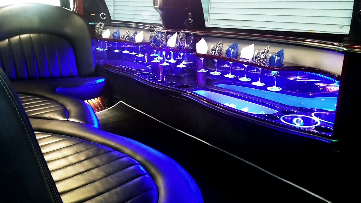Inside view of the luxury limousine
