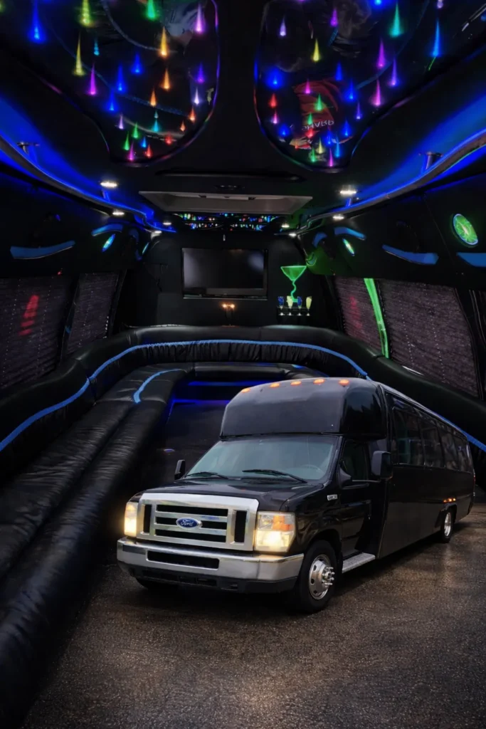 Party bus interior exterior