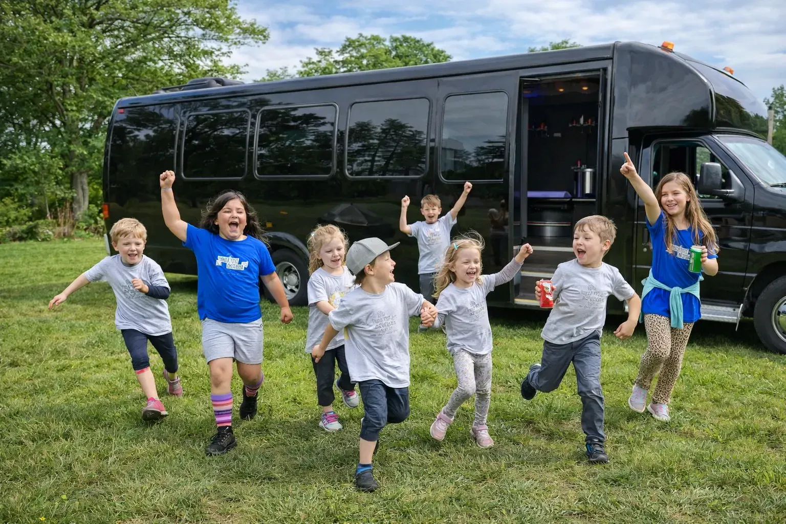 kids outside party bus 1 kids party bus in bellingham